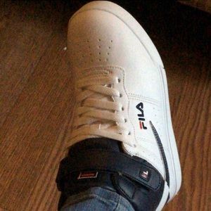White fila shoes from kohl’s navy blue top Velcro